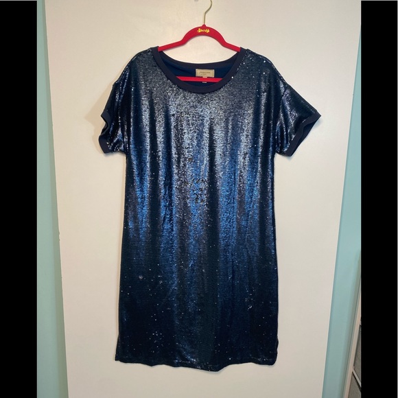 LAST CALL BEFORE DONATION: Anthropologie Moulinette Sours Navy Sequin Midi Dress - Picture 3 of 11